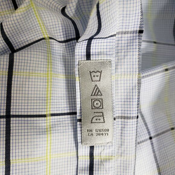 Thomas Dean Mens Shirt Size XL Blue Flip Cuff Button Front Long Sleeve Plaid - Picture 9 of 12